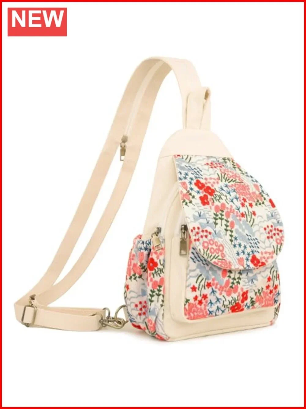 Canvas Sling Backpack Purse for Women Embroidered Crossbody Shoulder Bag